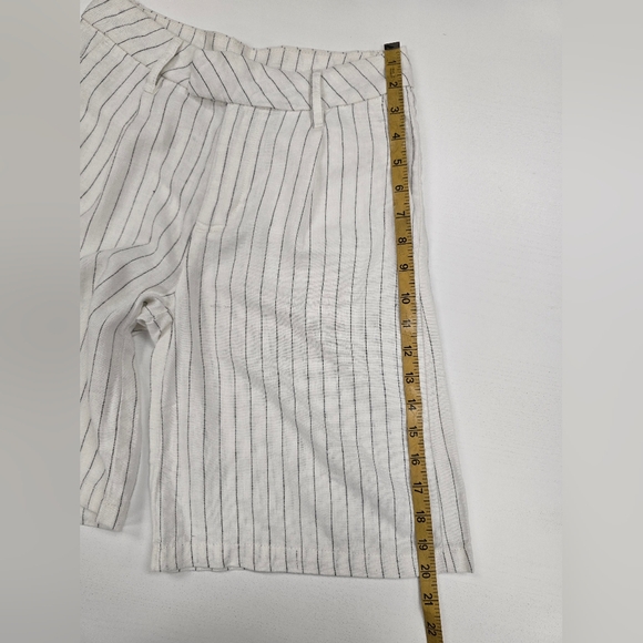 H&M White Pinstripe Linen Bermuda Shorts - Picture 8 of 8